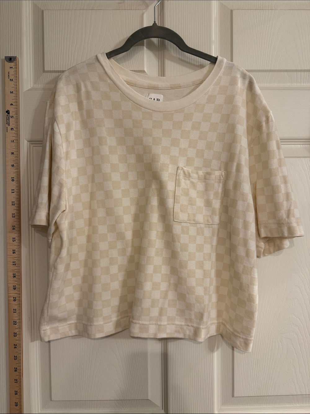 GAP Cream Checkerboard Pocket Tee - Short Sleeve women’s Top